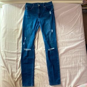 H&M blue skinny ripped jeans